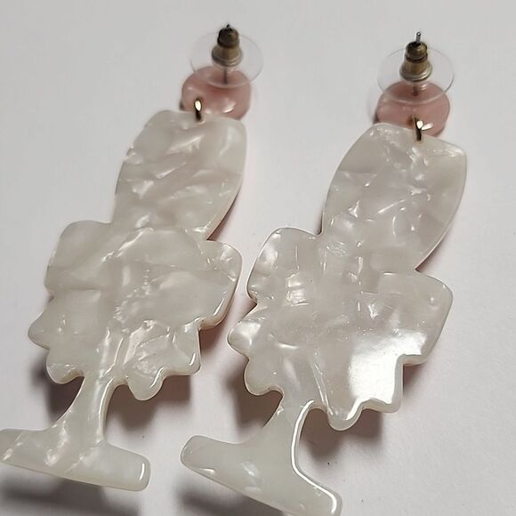 Acrylic Champane Glass Celebration Earrings With Bow Bachelorette Wedding Party - Picture 3 of 4